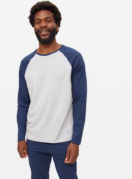 Navy Grey Raglan Jersey Pyjamas