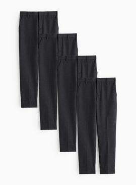 4 Pack Skinny Fit Trousers with Reinforced Knees & Extendable Hem Longer Leg