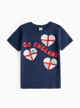 Navy Sequin Hearts Euros T-Shirt