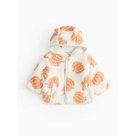 Halloween Pumpkin Print Borg Fleece Jacket