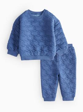 Blue Bear Quilted Sweatshirt & Joggers Set