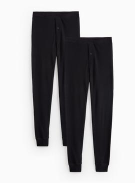 Black Maximum-Warmth Ribbed Long Thermal Pants 2 Pack