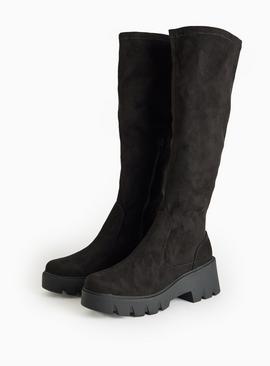 Black Long Wedge Boots