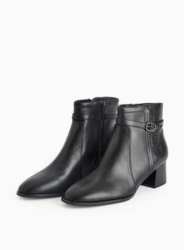 Black Heeled Buckle Detail Ankle Boots