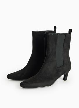 Faux Suede Heeled Ankle Boots