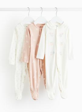 Floral Printed Frill Collar Sleepsuit 3 Pack