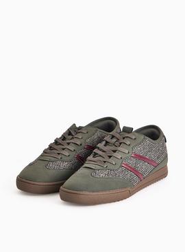 Grey Retro Tweed Trainers