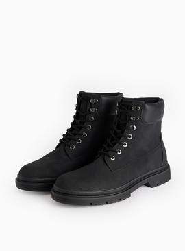 Black Faux Suede Lace Up Boots