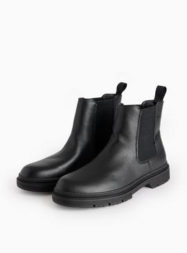 Black Faux Leather Chelsea Boots