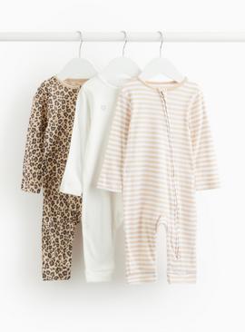 Printed Two-Way Zip Sleepsuit 3 Pack