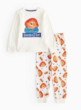 Paddington Bear Printed White Ribbed Pyjamas