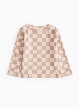 Pink Checkerboard Long Sleeve Top