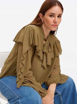 Tie Neck Frill Blouse
