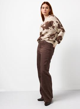 Chocolate Brown Denim Wide Leg Jeans