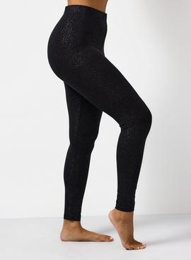 Black Glitter Medium Warmth Thermal Leggings