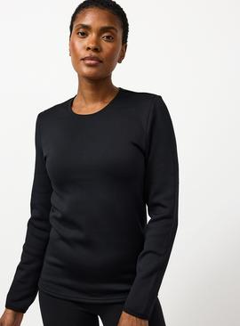 Black Long Sleeve Fur Lined Thermal Top