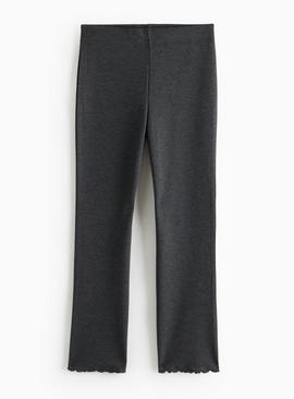 Grey Lettuce Hem Leggings