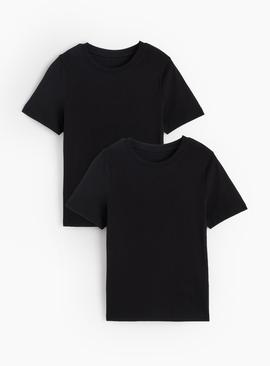 2 Pack Black Sports Crew Neck T-Shirts