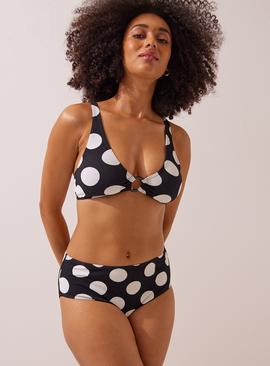Ring Detail Polka Dot Printed Bikini Top