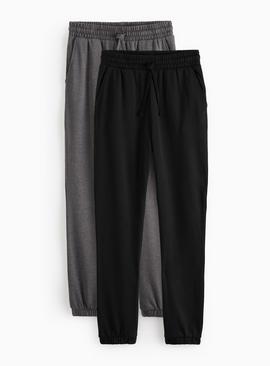 Black & Charcoal Cuffed Joggers 2 Pack