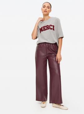 Faux Leather Wide Leg Trousers