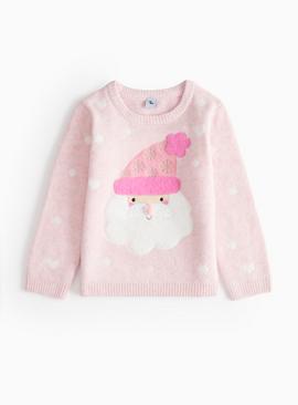 Pink Christmas Santa Knitted Jumper