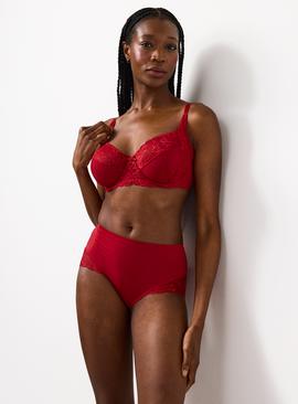 Red Lace Trim Full Brief Knickers