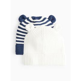 Blue With Bear Ears Knitted Hats 2 Pack