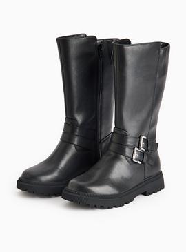Knee High Buckle Detail Rider Boots