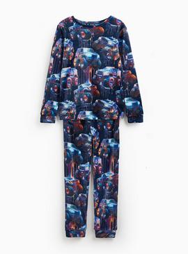 Blue Monster Truck Print Slinky Pyjamas