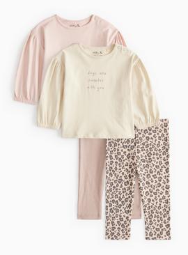 Pink & Leopard Print Top & Leggings Set 2 Pack