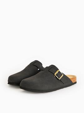 Charcoal Buckle Closed Toe Clogs