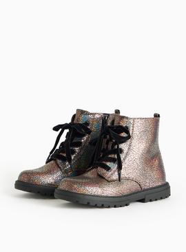 Silver Crackle Metallic Boots