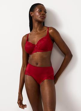 DD+ Red Floral Lace Underwired Bra 38E