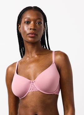 DD+ Pink Underwired Lace Detail Full Cup Bra 38G