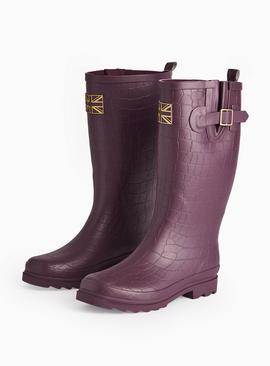Burgundy Croc Long Wellies