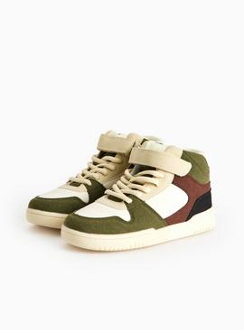 Tonal Faux Leather High Top Trainers