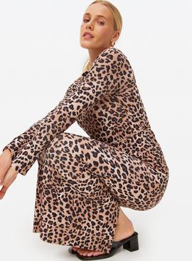 Leopard Printed Plisse Co-ord Maxi Skirt