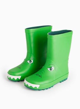 Novelty Crocodile Green Rubber Wellies 5 Infant