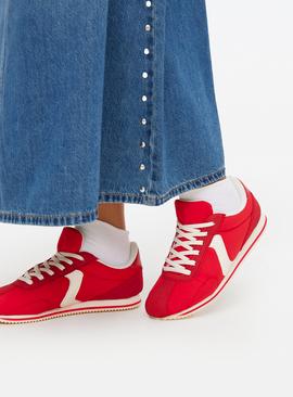 Red Contrast Accent Retro Trainers