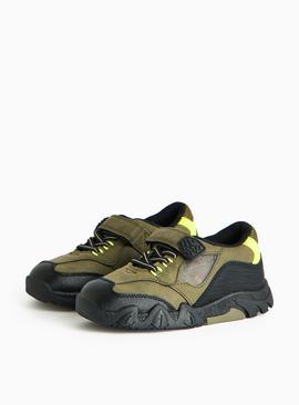 Khaki Dino Design Light Up Trainers