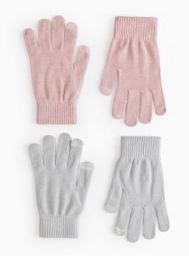 Pink & Blue Magic Touchscreen Gloves 2 Pack One Size