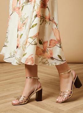 OASIS Michelle Ring Detail Strappy Leather Stacked High Block Heel Sandals