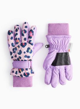 Pink Animal Printed Snow Gloves