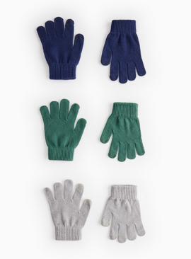 Blue Touch Screen Finger Tip Magic Gloves 3 Pack One Size