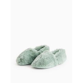 Sage Green Plush Faux Fur Full Slippers