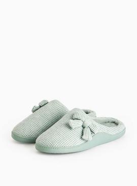 Sage Green Sparkle Texture Mule Cupsole Slippers