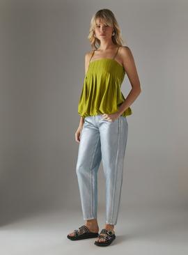 WAREHOUSE Metallic Denim Barrel Leg Jean