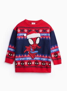 Spidey Red Fairisle Knitted Christmas Jumper