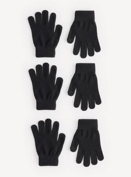 Black Touch Screen Finger Tip Magic Gloves 6 Pack One Size